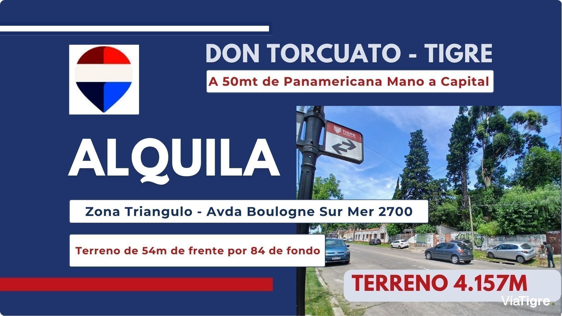 Alquila lote4157mt Don Torcuato 50mts Panamericana