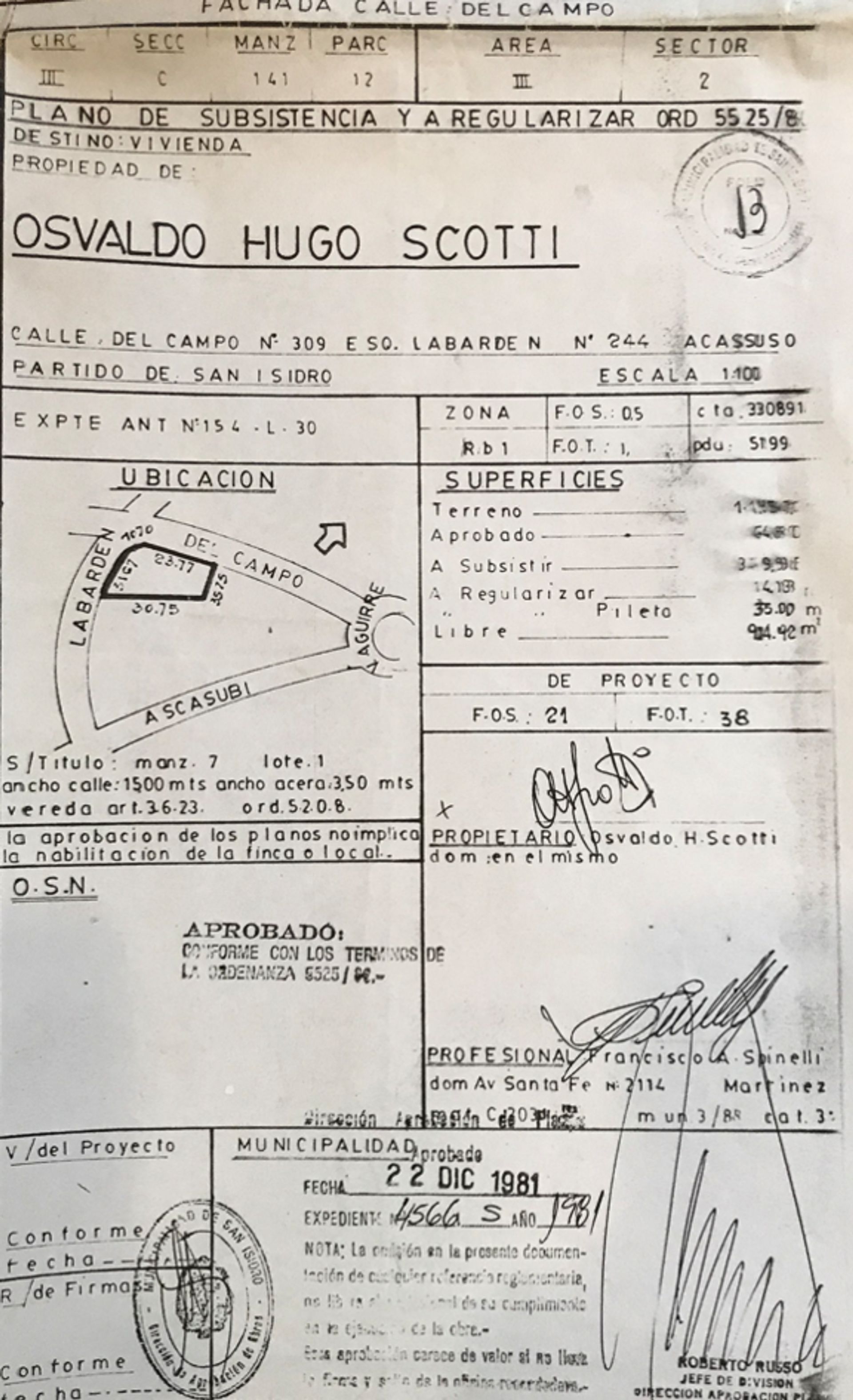 TERRENO 1145 m2, SAN ISIDRO, BARRIO AGUIRRE