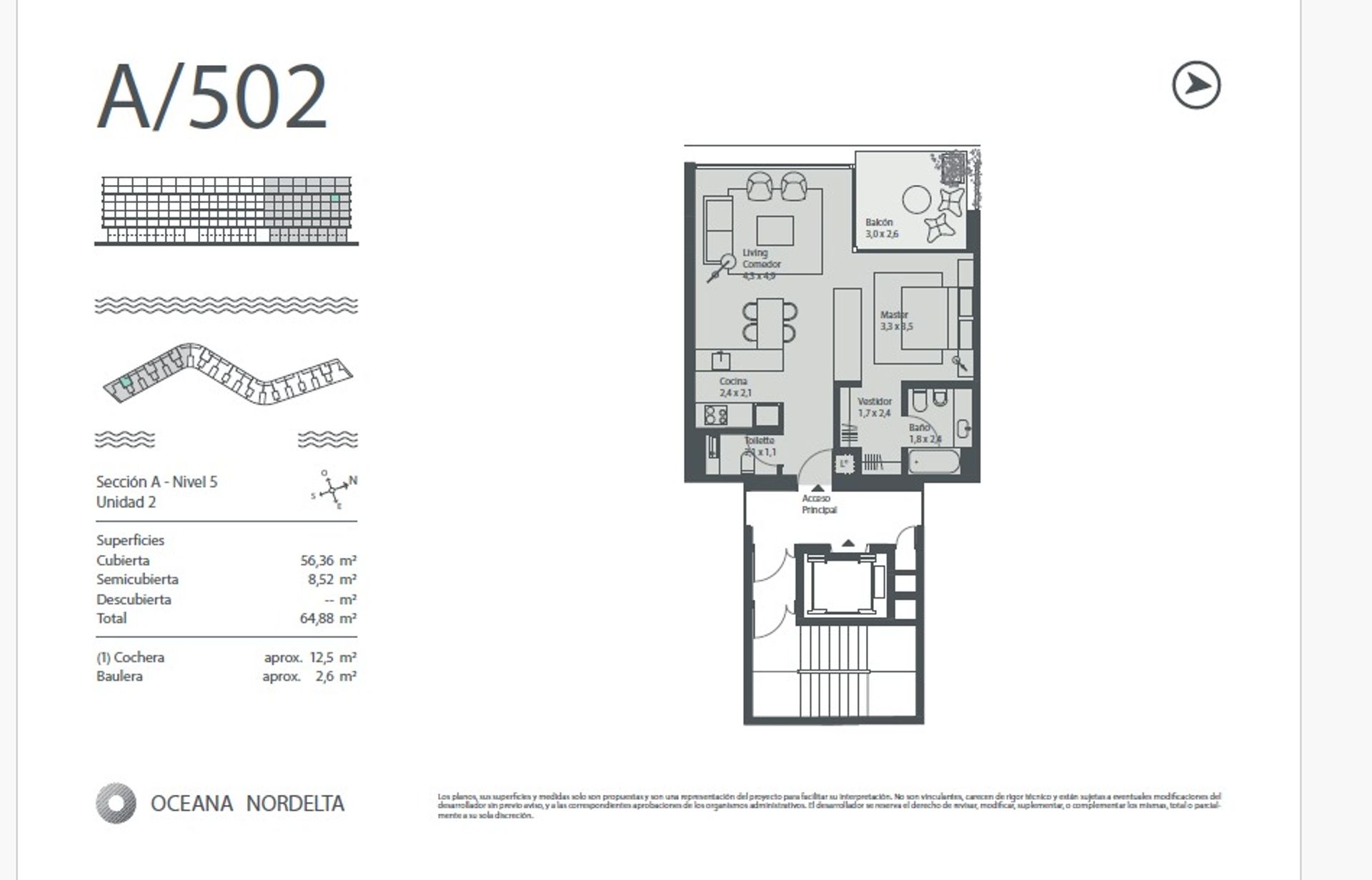 Dpto 3 Amb -Venta- Oceana Nordelta- Coch-Bau-Ameni