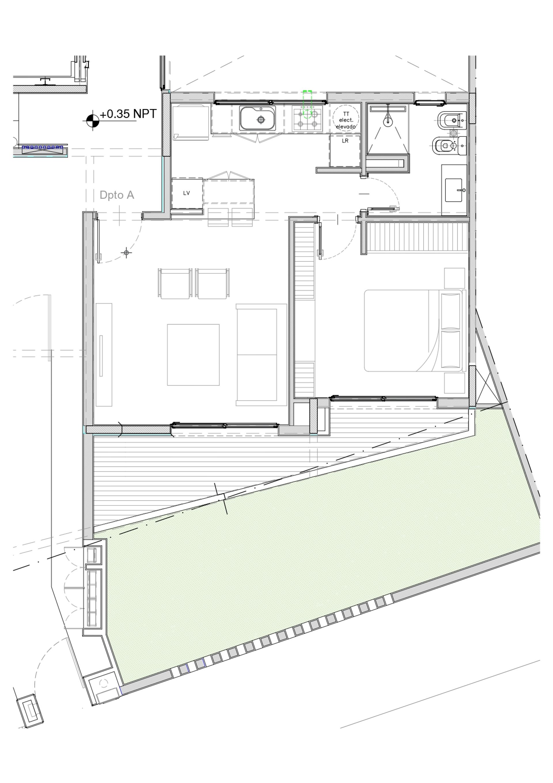 Venta 2 ambientes jardin tipo casa