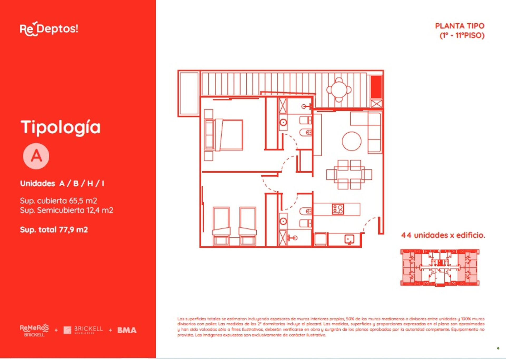 Vende Dos amb. Brickell Remeros balcón pileta sum
