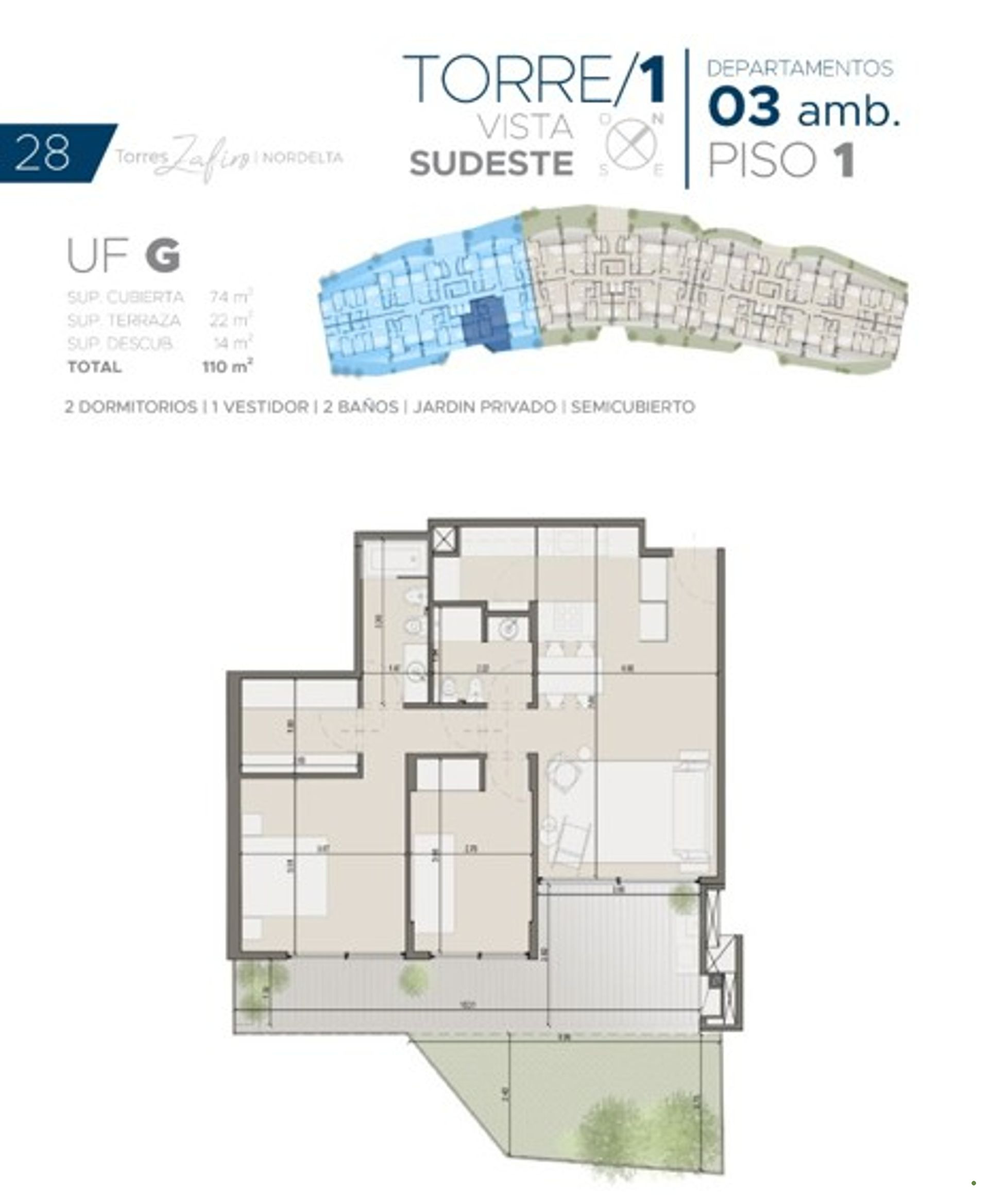 Torres Zafiro Nordelta - Venta Depto 3 Ambientes
