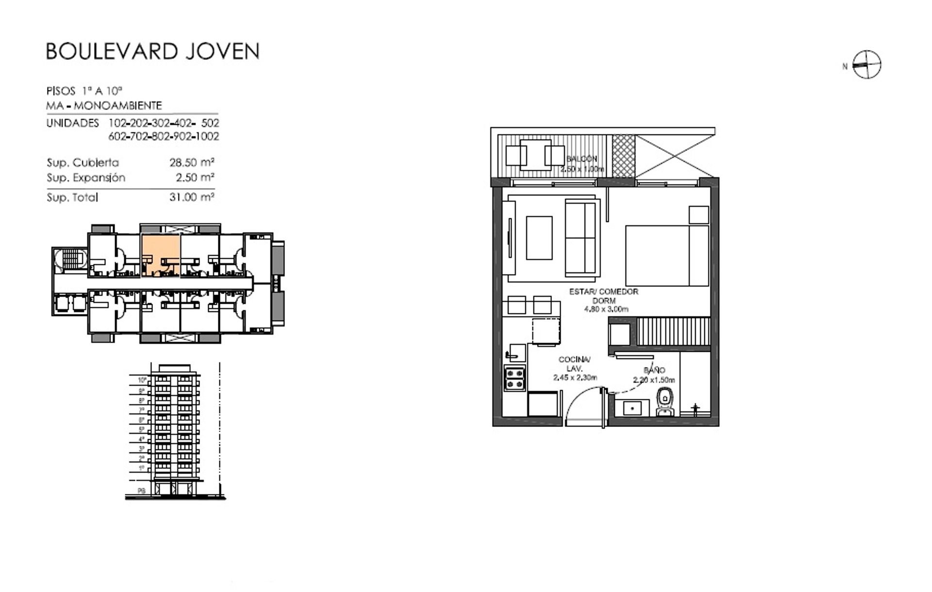 Vende monoambiente Brickell Joven Tigre
