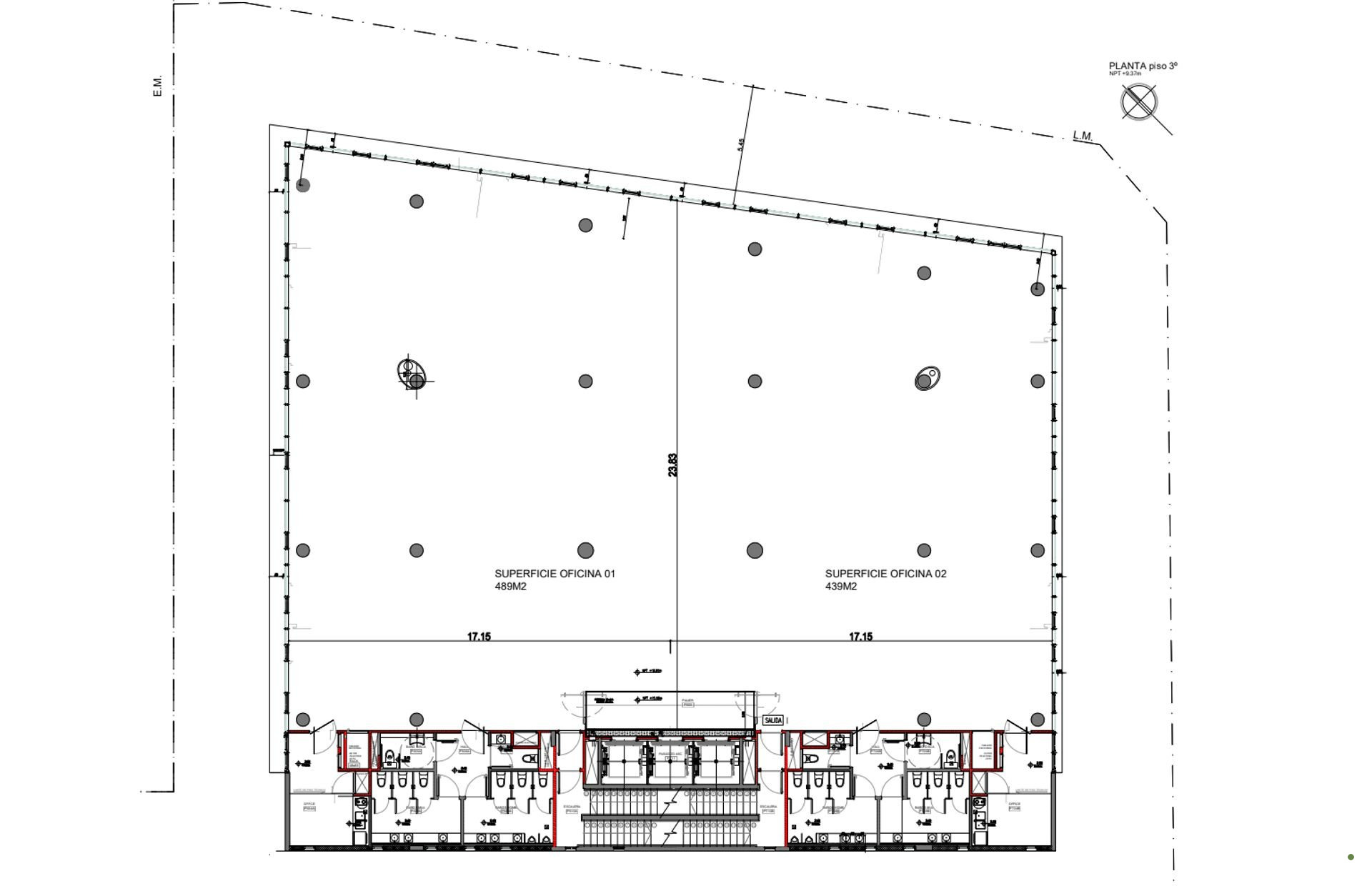 OFICINAS 930 m2 PLANTA LIBRE en OLIVO, 18 cocheras