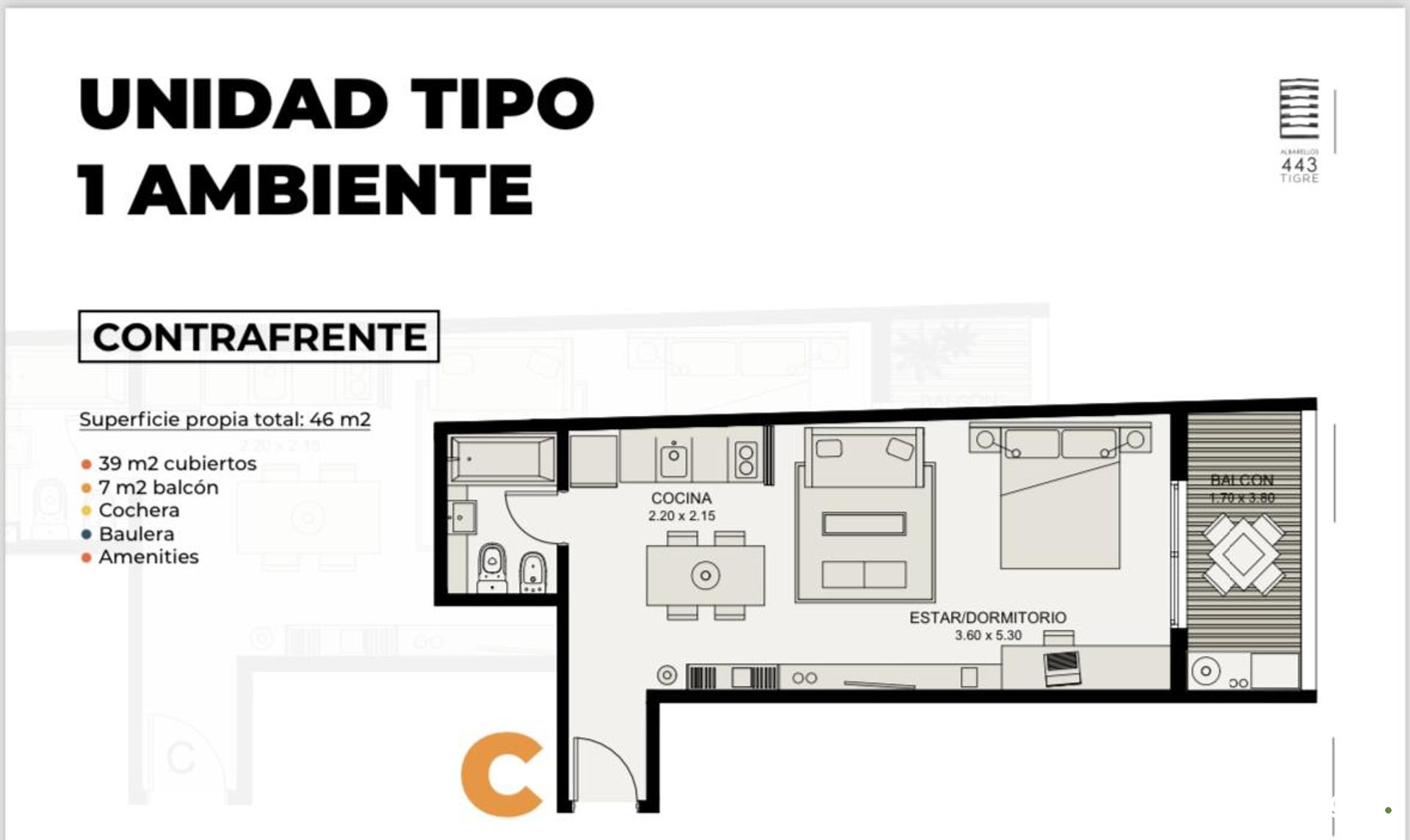 Venta Depto Monoambiente Tigre Centro con cochera