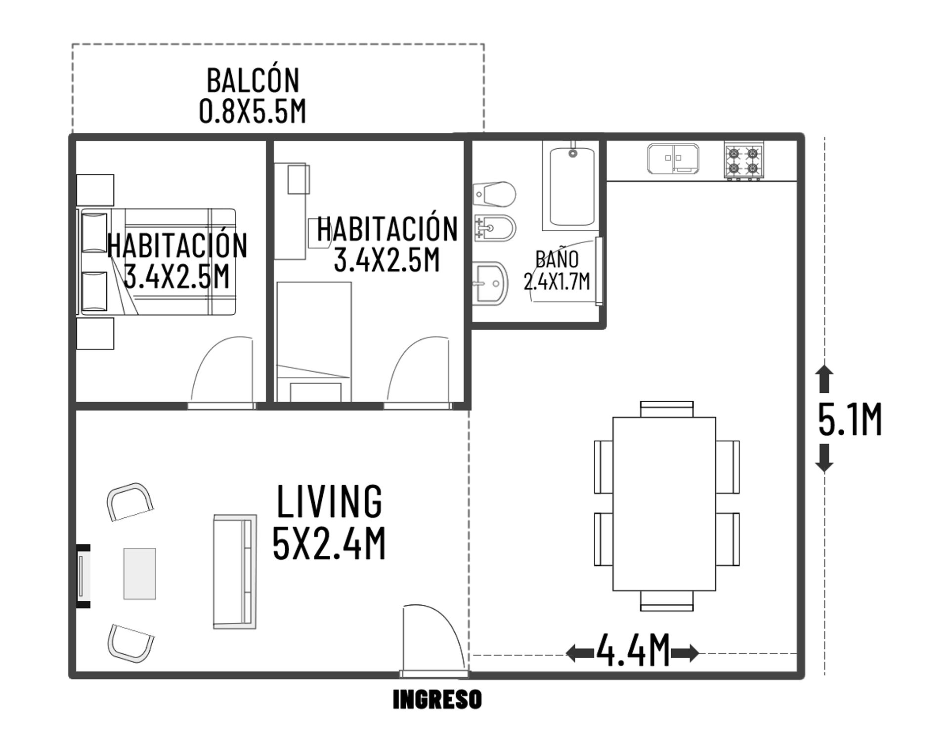 Venta Departamento 3 Ambientes San Isidro
