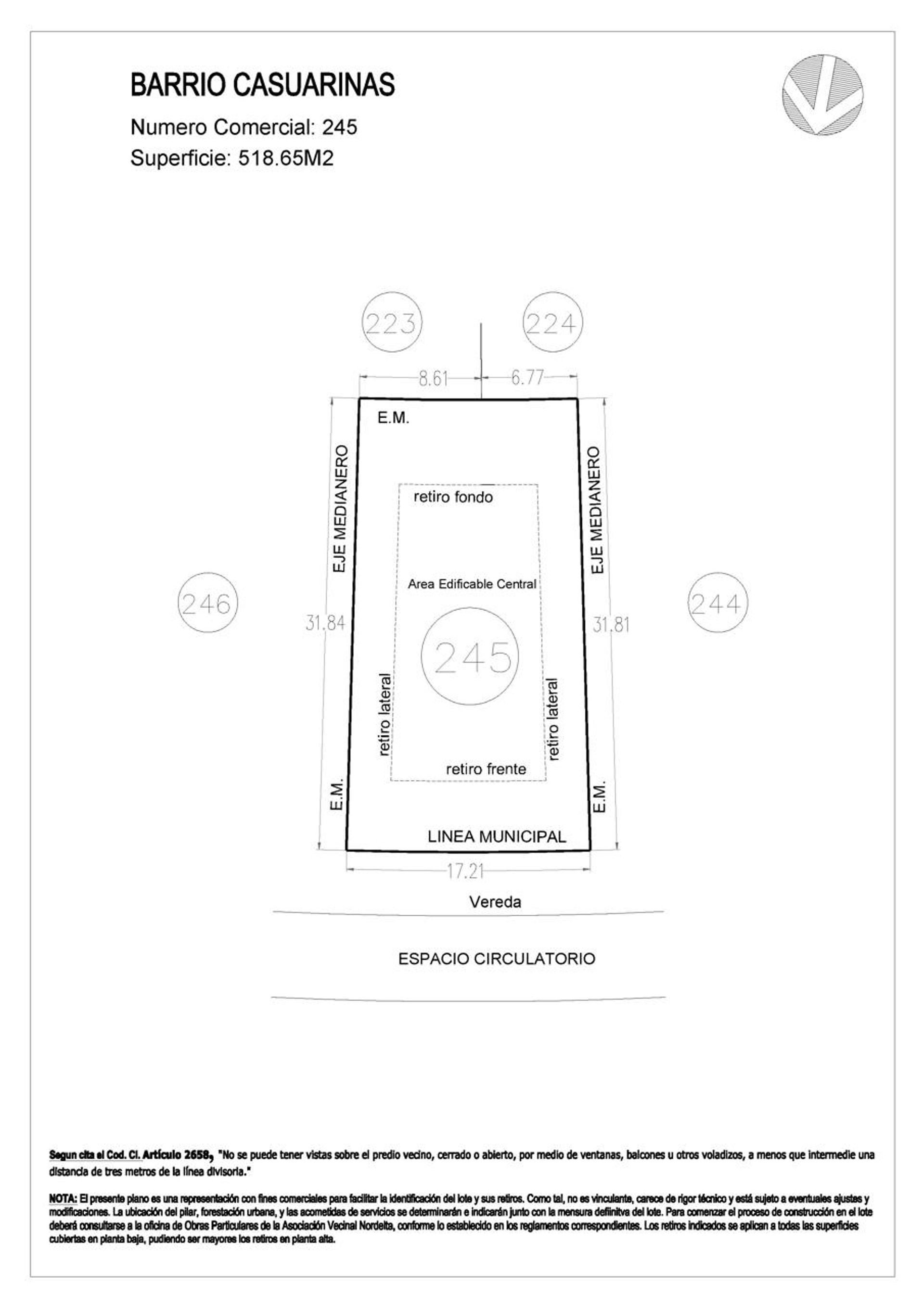 VENTA LOTE INTERNO CASUARINAS NORDELTA 518m² NORTE