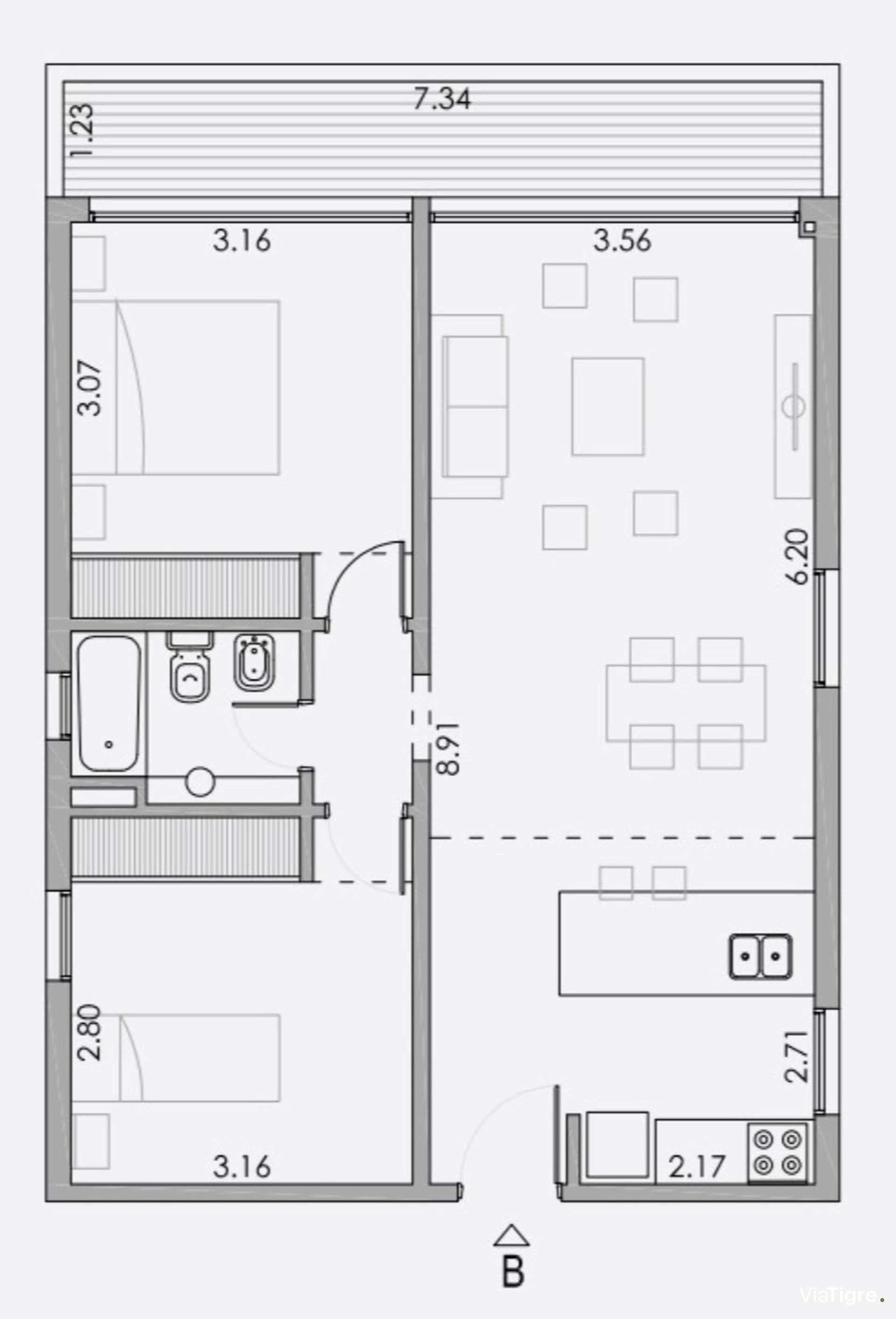 Venta Departamento 3 Ambientes Piso Alto Terraza